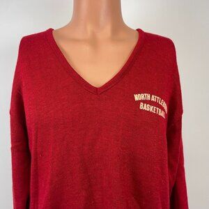 Vintage 60s Creslan And Rayon North Attleboro Basketball Sweater Mens L Red MA